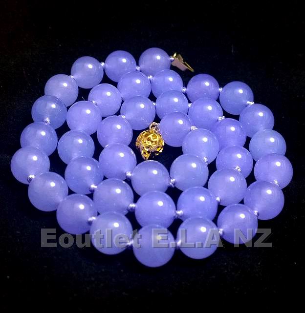 10mm GENUINE PURPLE JADE NECKLACE-47cm